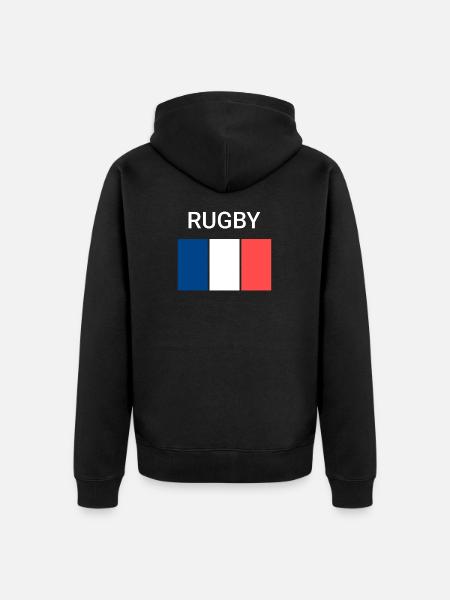Rugby France - Unisex Premium Organic Zip Hoodie - black