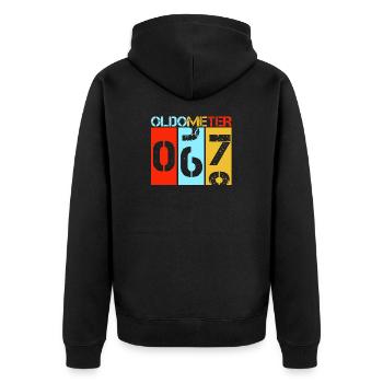 Oldometer 67 Funny 67th Birthday Retro - Unisex Premium Organic Zip Hoodie - black - Back - Nico (187cm)