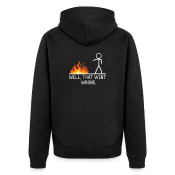 Well That Went Wrong Stick Figure Humor Jokes - Unisex Premium Bio Zip Hoodie - Schwarz - Hinten - Nico (187cm)