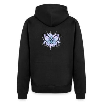 Blue Butterfly Splash Art - Unisex Premium Organic Zip Hoodie - black - Back - Nico (187cm)