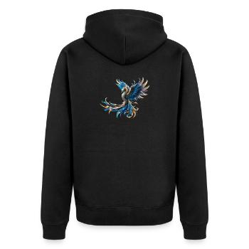 Fire Blue Phoenix - Unisex Premium Organic Zip Hoodie - black - Back - Nico (187cm)
