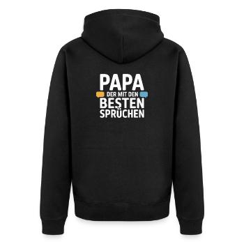 Papa Sprüche Lustig Vater Humor Geschenk - Unisex Premium Bio Zip Hoodie - Schwarz - Hinten - Nico (187cm)