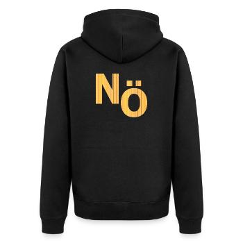NÖ Nein, Dagegen  - Unisex Premium Bio Zip Hoodie - Schwarz - Hinten - Nico (187cm)