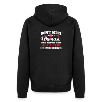 Scène de crime féminine : un mystère drôle de true crime - Veste à capuche bio Premium Unisexe - noir - Dos - Nico (187cm)