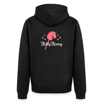 Hobby Horsing | Horse riding | Sports | Gift - Unisex Premium Organic Zip Hoodie - black - Back - Nico (187cm)