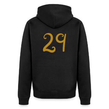 29 - Unisex Premium Bio Zip Hoodie - Schwarz - Hinten - Nico (187cm)