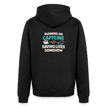Night Shift Nurse, Tired - Unisex Premium Organic Zip Hoodie - black - Back - Nico (187cm)