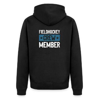 Fieldhockey Crew - Unisex Premium Bio Zip Hoodie - Schwarz - Hinten - Nico (187cm)