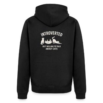 Chats Introverti parle de la chemise des chats - Veste à capuche bio Premium Unisexe - noir - Dos - Nico (187cm)