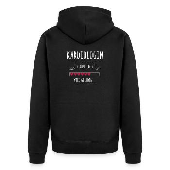 Kardiologin Ausbildung Medizinstudium Ärztin - Unisex Premium Bio Zip Hoodie - Schwarz - Hinten - Nico (187cm)