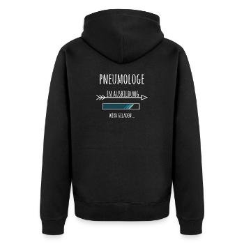 Pneumologe Ausbildung Medizinstudium Arzt Medizin  - Unisex Premium Bio Zip Hoodie - Schwarz - Hinten - Nico (187cm)