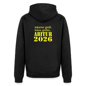 Abitur 2026: Träume  - Unisex Premium Bio Zip Hoodie - Schwarz - Hinten - Nico (187cm)