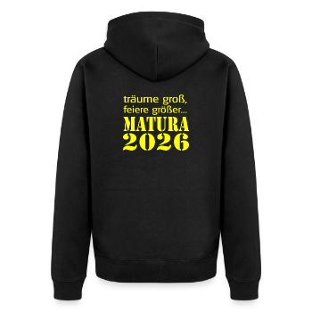  Matura 2026 - Unisex Premium Bio Zip Hoodie - Schwarz - Hinten - Nico (187cm)