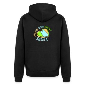 You're Doing Amazing Sweetie Lustig Ermutigend - Unisex Premium Bio Zip Hoodie - Schwarz - Hinten - Nico (187cm)