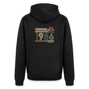 Anniversaire rétro vintage vintage original de 1986 - Veste à capuche bio Premium Unisexe - noir - Dos - Nico (187cm)