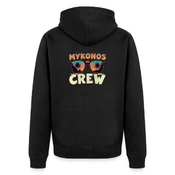 Mykonos Crew - Unisex Premium Bio Zip Hoodie - Schwarz - Hinten - Nico (187cm)