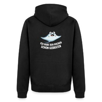 Rochen Schon Gebraten Stachelrochen Manta Rochen - Unisex Premium Bio Zip Hoodie - Schwarz - Hinten - Nico (187cm)