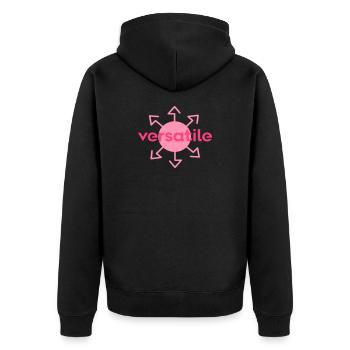 vielseitig - Unisex Premium Bio Zip Hoodie - Schwarz - Hinten - Nico (187cm)