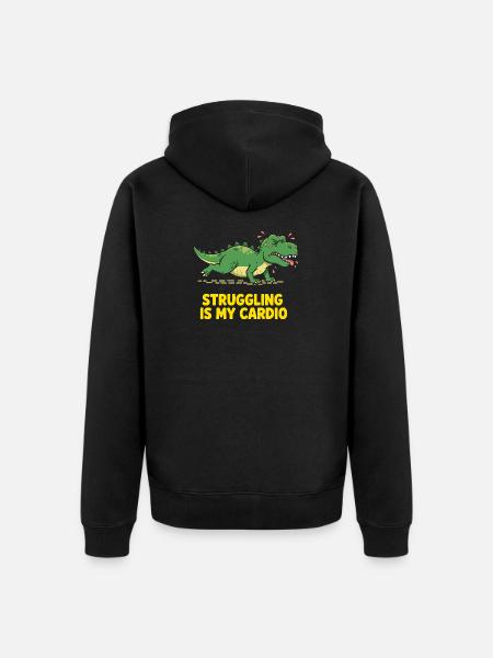 Dinosaurier hasst Cardio Training - Unisex Premium Bio Zip Hoodie - Schwarz