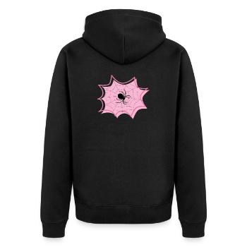 Spinne - Unisex Premium Bio Zip Hoodie - Schwarz - Hinten - Nico (187cm)