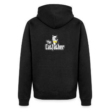 The Catfather I Katzen Dad Geschenk I Maine Coon - Unisex Premium Bio Zip Hoodie - Schwarz - Hinten - Nico (187cm)