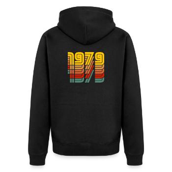 1979 vintage coloré - Veste à capuche bio Premium Unisexe - noir - Dos - Nico (187cm)