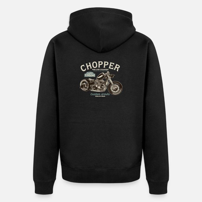 Chopper Custom Engine - Premium økologisk unisex-hættejakke - sort