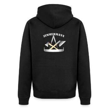 Zunftzeichen der Zimmermänner - Unisex Premium Bio Zip Hoodie - Schwarz - Hinten - Nico (187cm)
