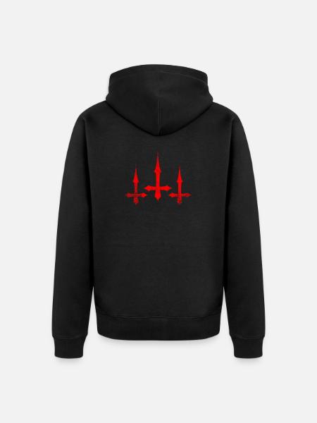 Inverted Cross Triple - Unisex Premium Organic Zip Hoodie - black