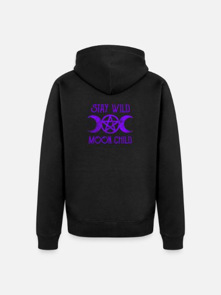 Wicca Stay Wild Moon Child - Unisex Premium Organic Zip Hoodie - black