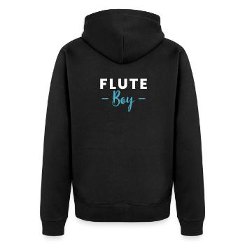 Flute Boy Geschenk Flöten Spieler - Unisex Premium Bio Zip Hoodie - Schwarz - Hinten - Nico (187cm)