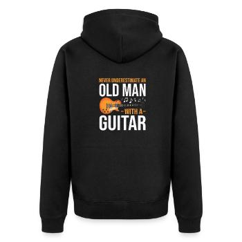 Never Underestimate An Old Man With A Guitar Music - Unisex Premium Bio Zip Hoodie - Schwarz - Hinten - Nico (187cm)