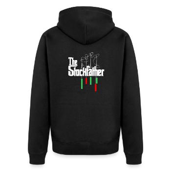 The Stockfather Trader Finance Shareholder Bear Bu - Unisex Premium Bio Zip Hoodie - Schwarz - Hinten - Nico (187cm)