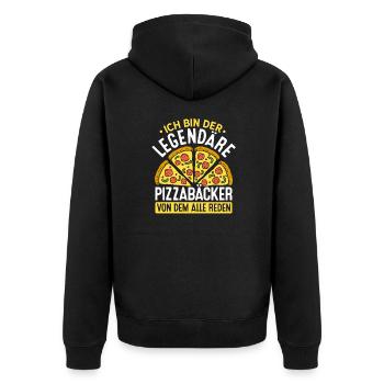 Ich Bin Der Legendäre Pizzabäcker Von Dem Alle Red - Unisex Premium Bio Zip Hoodie - Schwarz - Hinten - Nico (187cm)