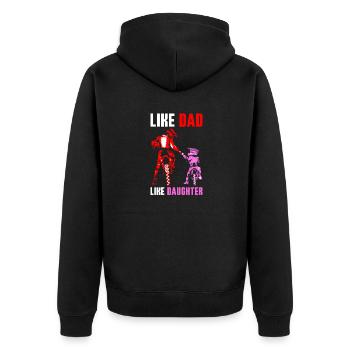 Like Dad Like Daughter Geschenk Motocross - Unisex Premium Bio Zip Hoodie - Schwarz - Hinten - Nico (187cm)