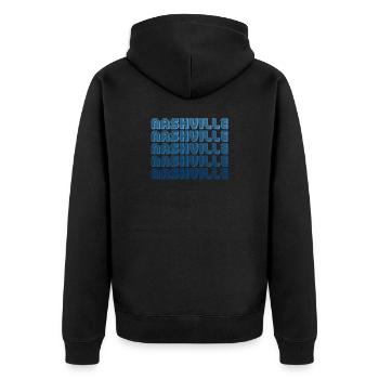 Nashville Repetition Logo - Unisex Premium Bio Zip Hoodie - Schwarz - Hinten - Nico (187cm)