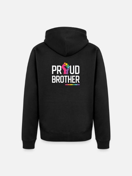 LGBT Pride Month - Proud Brother - Unisex Premium Organic Zip Hoodie - black