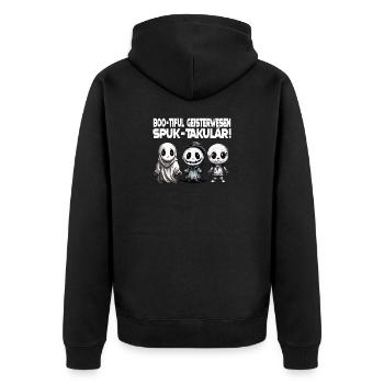 Geisterwesen Spruch Halloween Design - Unisex Premium Bio Zip Hoodie - Schwarz - Hinten - Nico (187cm)