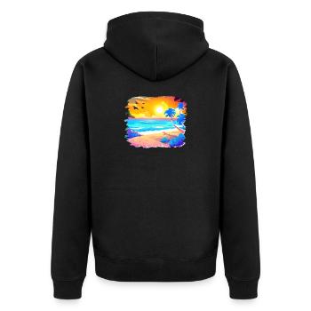 Summer Sunset Beach Watercolor - Unisex Premium Organic Zip Hoodie - black - Back - Nico (187cm)