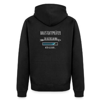 Baustoffprüfer Ausbildung Beruf Geschenk - Unisex Premium Bio Zip Hoodie - Schwarz - Hinten - Nico (187cm)