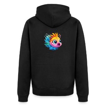  Fisch Bunt - Unisex Premium Bio Zip Hoodie - Schwarz - Hinten - Nico (187cm)