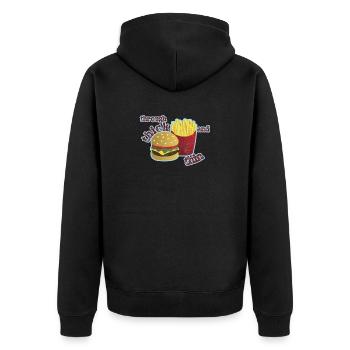 Burger with fries - Unisex Premium Organic Zip Hoodie - black - Back - Nico (187cm)