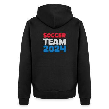 Netherlands soccer team 2024 Soccer Fan Icon Logo - Unisex Premium Organic Zip Hoodie - black - Back - Nico (187cm)