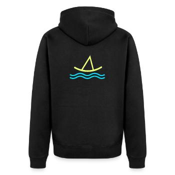 Segeln - Segelboot - Unisex Premium Bio Zip Hoodie - Schwarz - Hinten - Nico (187cm)