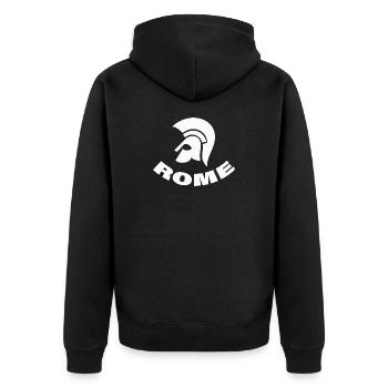ROME - Unisex Premium Organic Zip Hoodie - black - Back - Nico (187cm)
