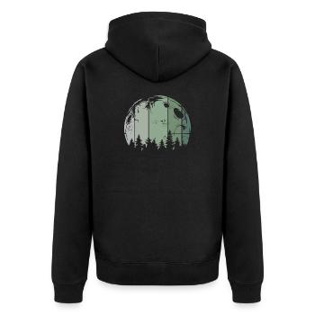Moon forest tree retro vintage icon logo - Unisex Premium Organic Zip Hoodie - black - Back - Nico (187cm)