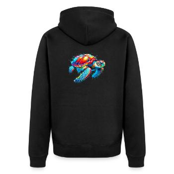 Turtle - Unisex Premium Organic Zip Hoodie - black - Back - Nico (187cm)