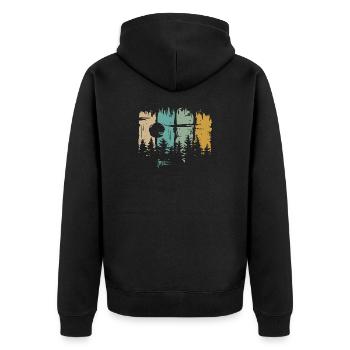 Retro Moon & Forest Design – Free Lettering & Nature - Unisex Premium Organic Zip Hoodie - black - Back - Nico (187cm)