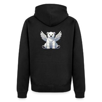 Süßer Eisbär Engel Cartoon Tier Illustration - Unisex Premium Bio Zip Hoodie - Schwarz - Hinten - Nico (187cm)