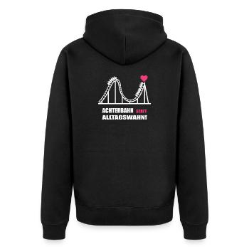 Roller coaster instead of everyday mania - Unisex Premium Organic Zip Hoodie - black - Back - Nico (187cm)